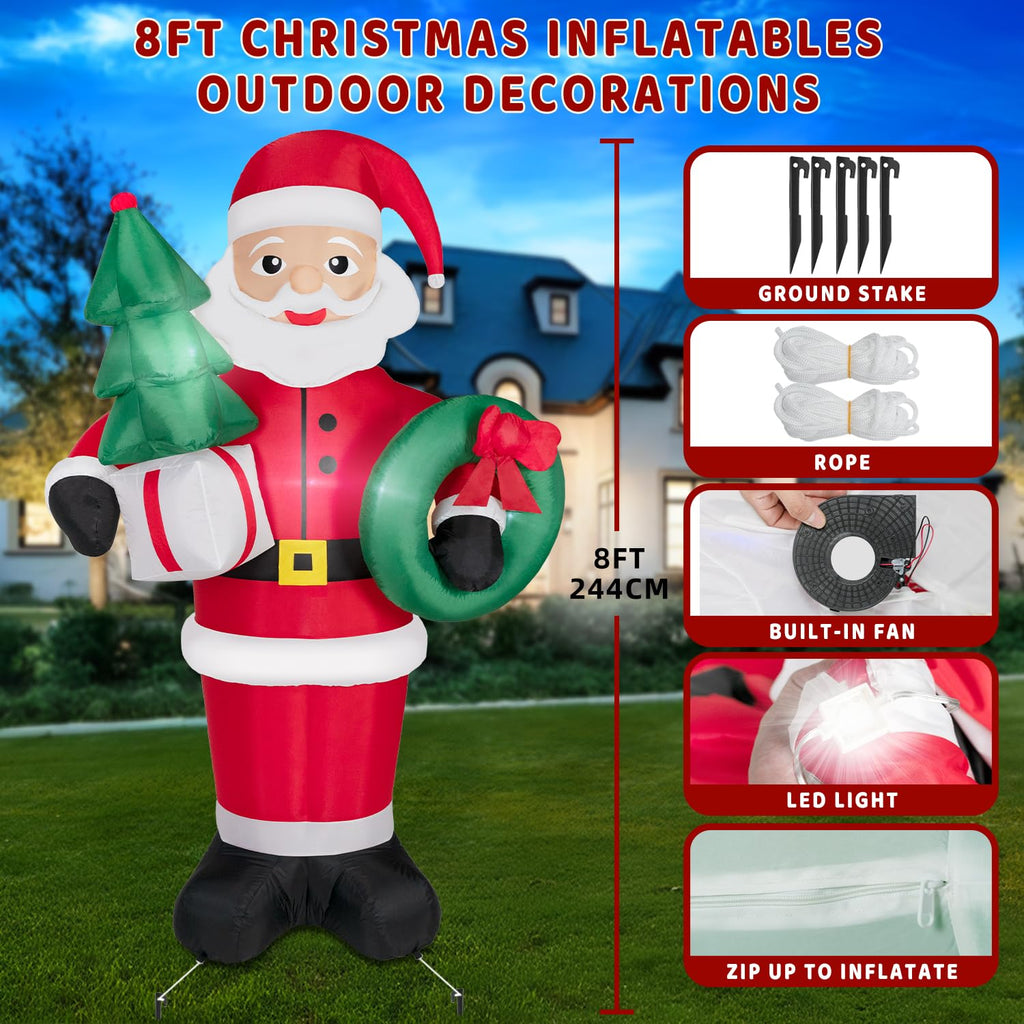 8FT Christmas Inflatables Santa Claus with Tree