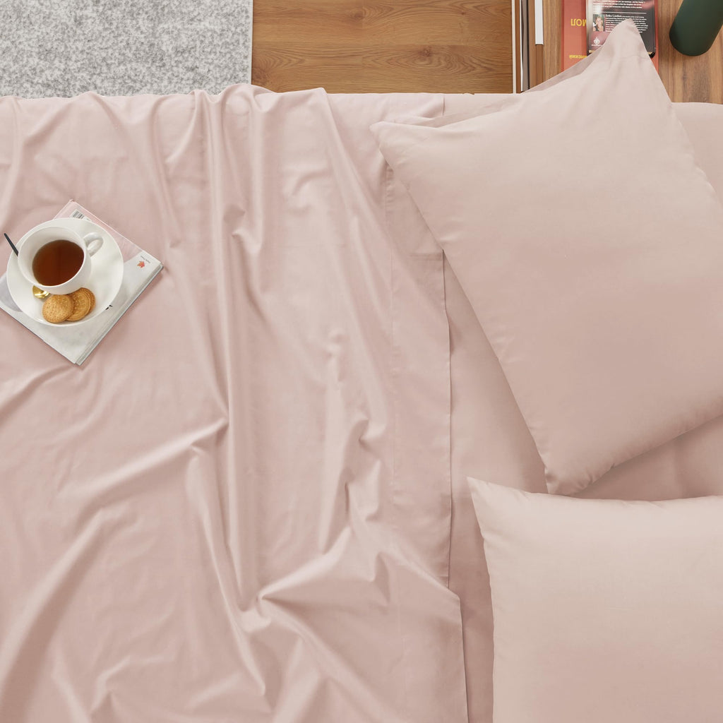 Sheet Set, 100% Egyptian Cotton Percale, Blush Rose, Soft, 4Pc