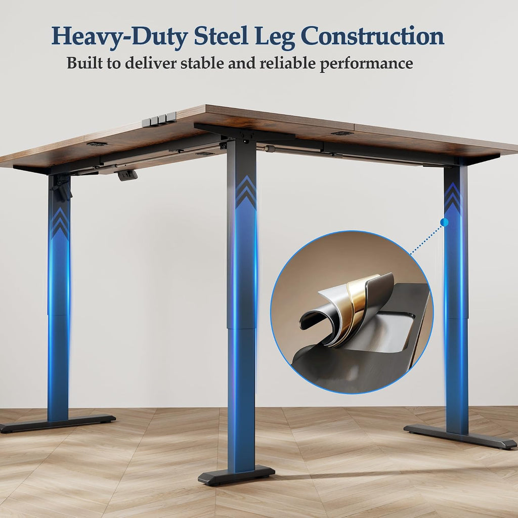 L Shaped Standing Desk 63 x 55 Inch, Electric Height Adjustable Corner Desk Workstation, Ergonomic Sit Stand Computer