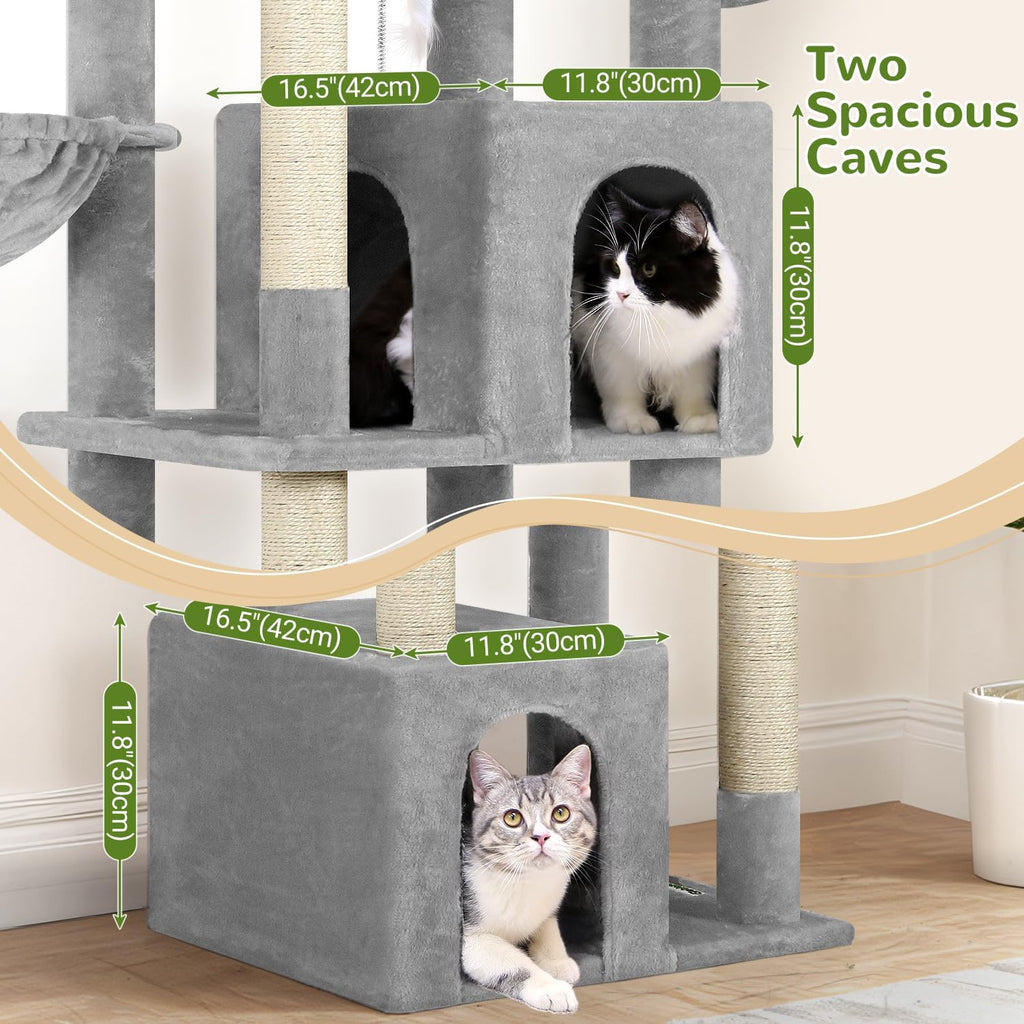 Sturdy Cat Tree for Indoor Cats 20 lbs, Cloud Grey