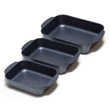 Set of 3 Nonstick Roasting Pan Baking Dishes for Lasagna, Casserole and Bread Baking Pan, Large & Deep Lasagna Pan