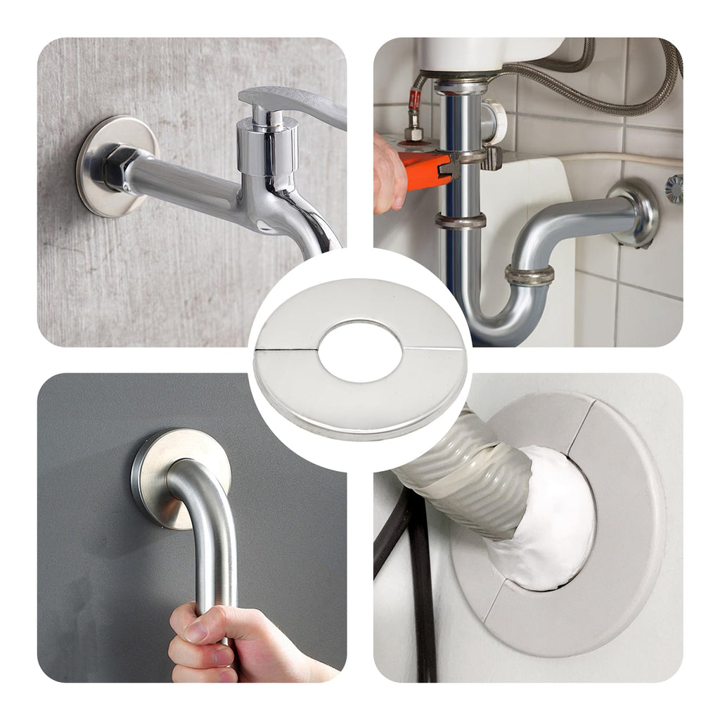 5Pairs 304 Stainless Steel Wall Split Flange Round Escutcheon Plate Cover Rustproof Chrome Finish, Universal Various