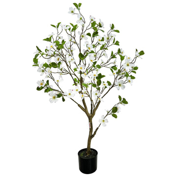Artificial White Dogwood Flower Tree 4ft