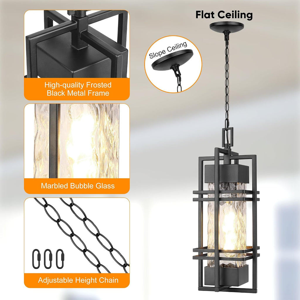 Large Outdoor Pendant Light Fixture, Modern Hanging Lantern Ceiling Mount