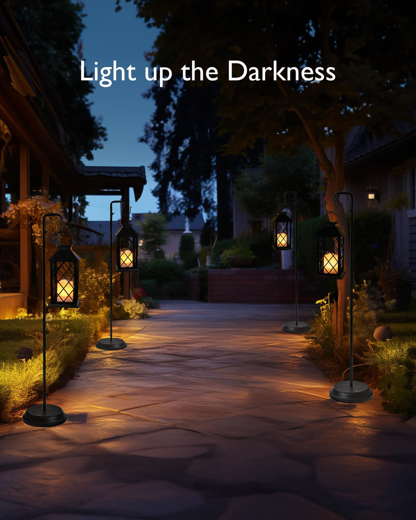 2 Pack 13'' Black Solar Lanterns Outdoor Waterproof Hanging