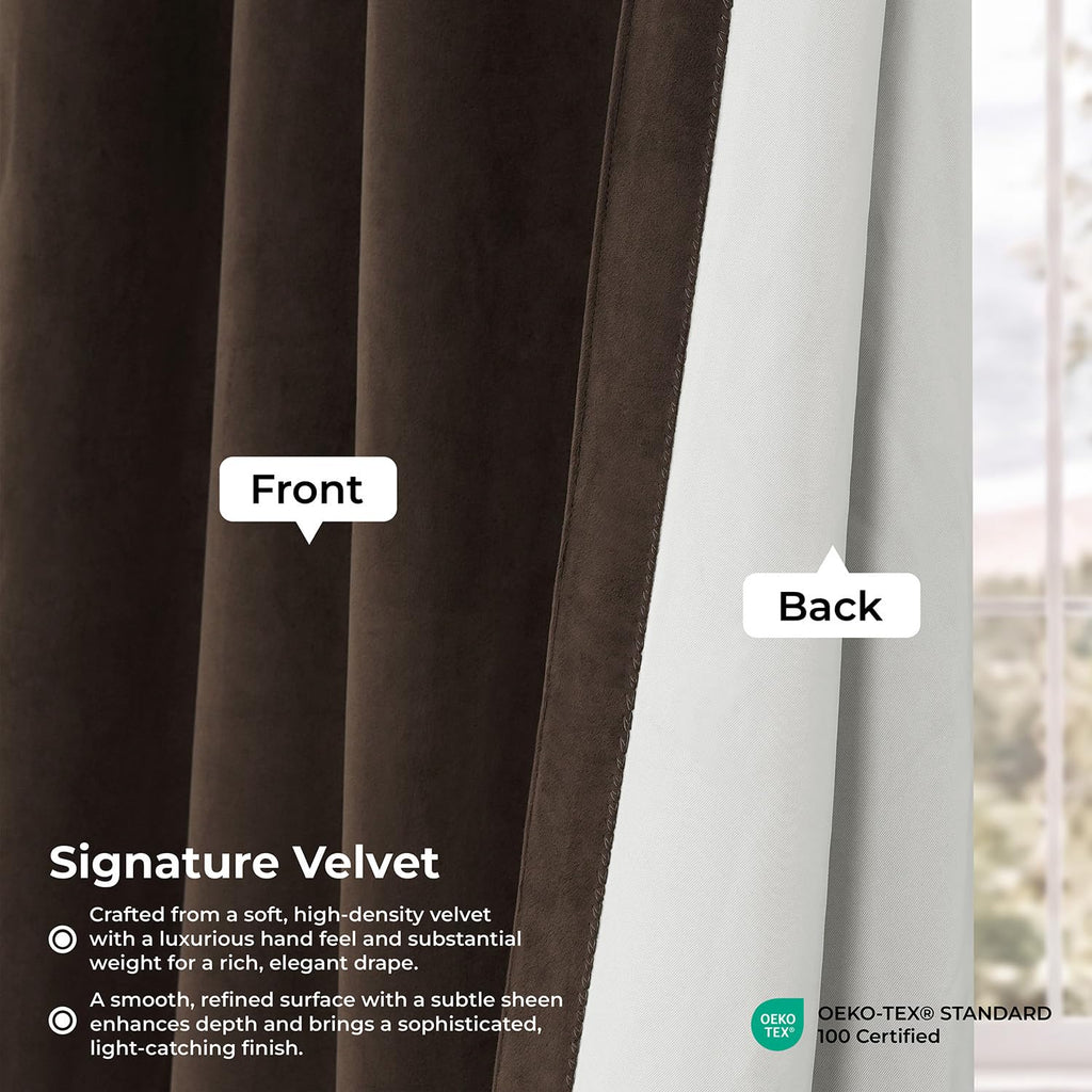 Signature Velvet Thermal Blackout Curtains 120 Inch Long (1 Panel) Rod Pocket Insulated Blackout Curtains Window