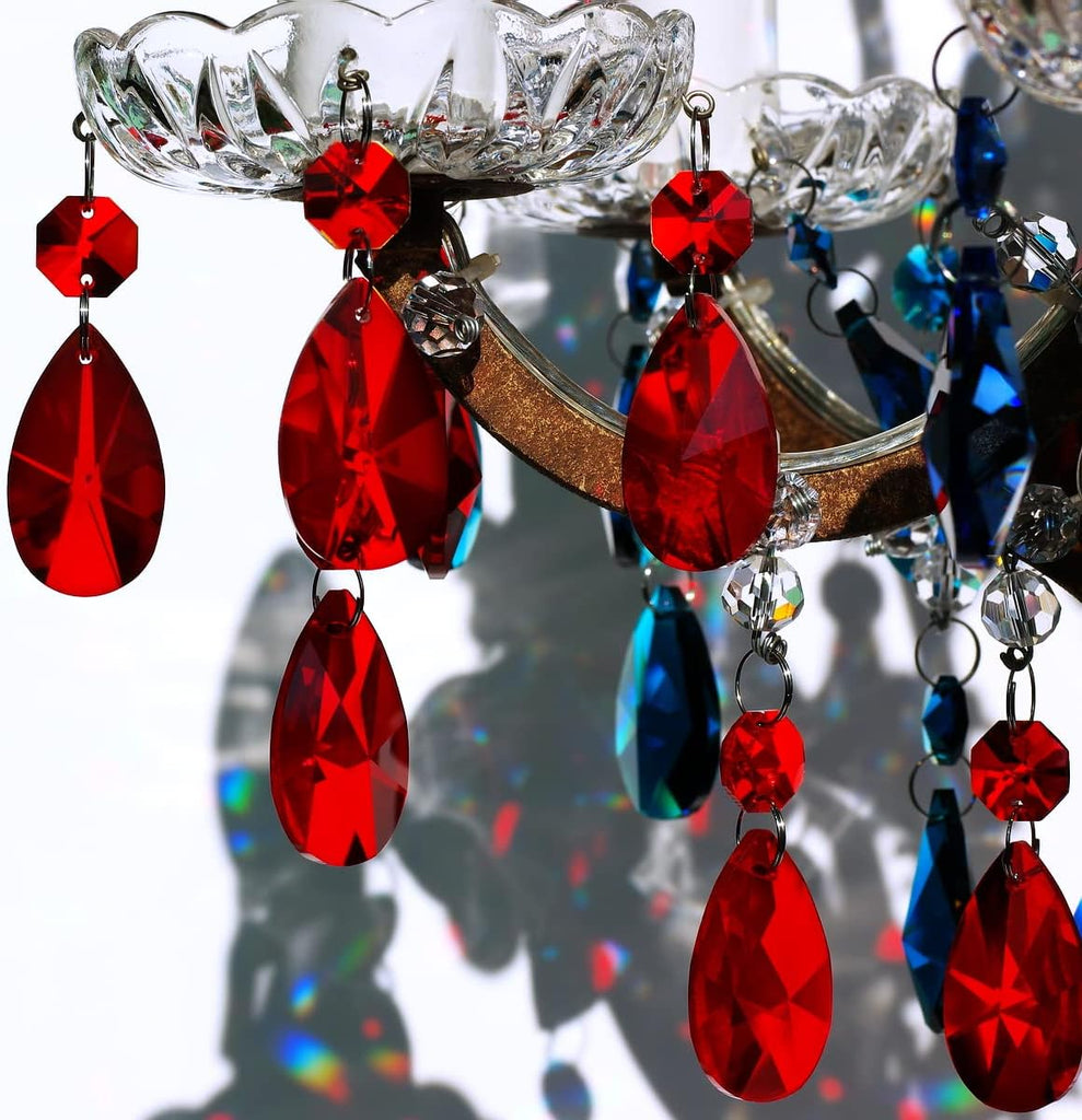 12pcs Colored Chandelier Crystals Prism, Replacement Teardrop - 38mm Hanging Glass Beads for Party