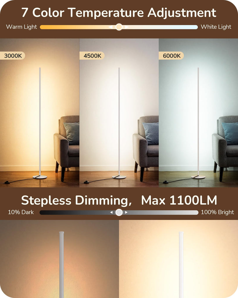 2 Pack 57.5" Floor Lamps with Remote, Stepless Dimmable & 7 CCT
