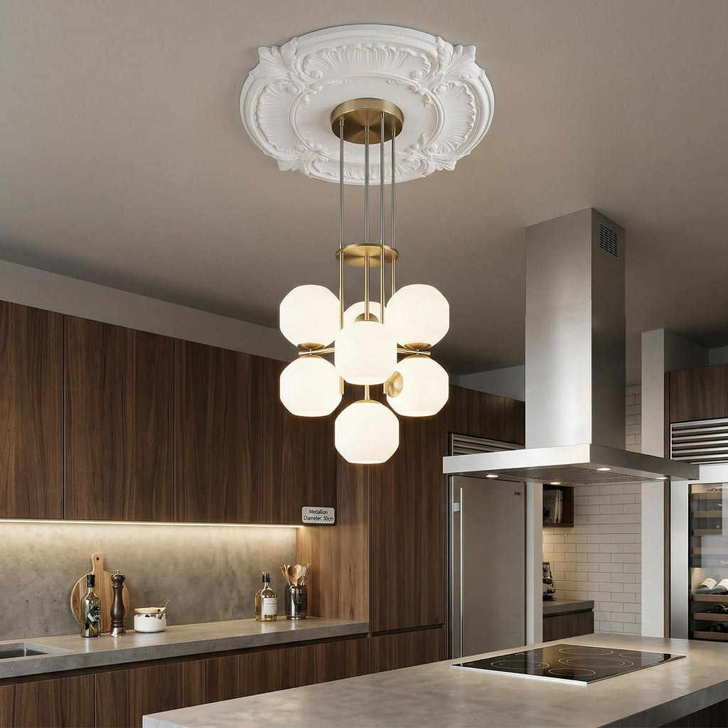 Kenaoeoe 2 Pack White Plain Ceiling Medallion 12" OD x 3.5" ID PU ecorative Ceiling Fan Medallions for Light Fixtures