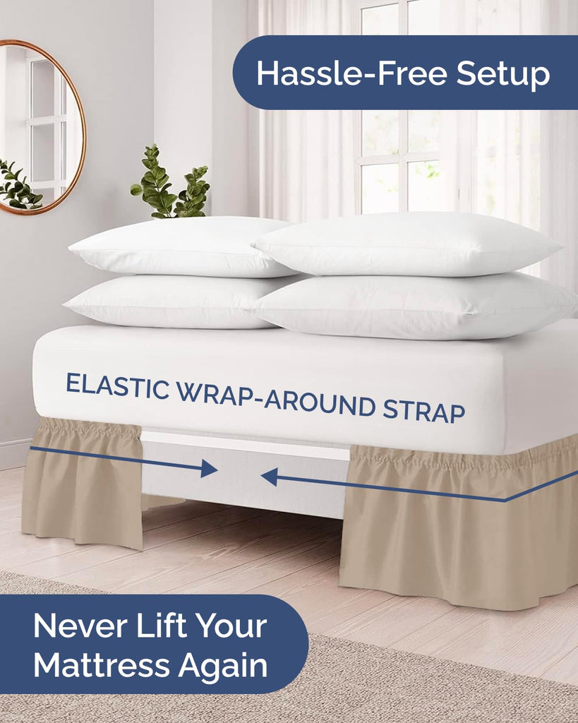 CGK Linens Wrap Around Dust Ruffle Bed Skirt - 15" Cream