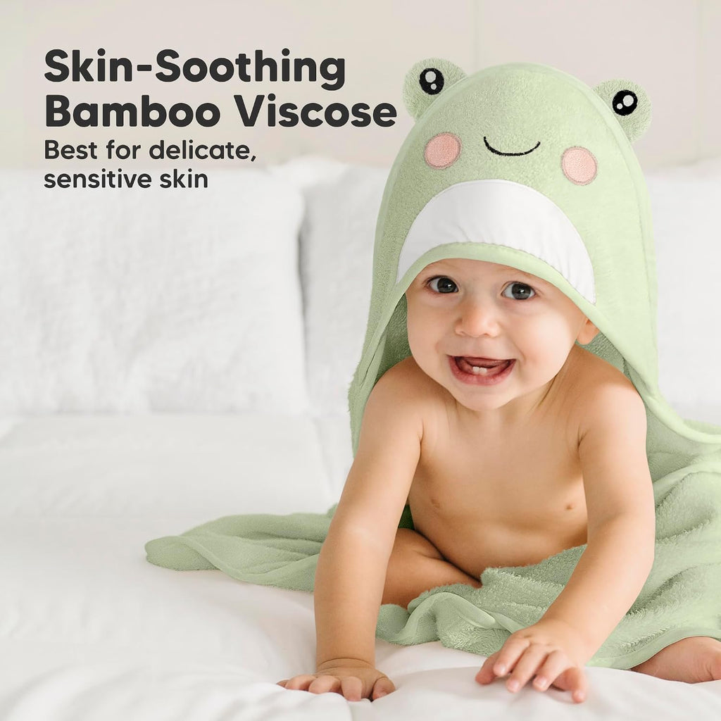 Hooded Baby Towel for Newborn, Baby Bath Towels (Frog, Regular)