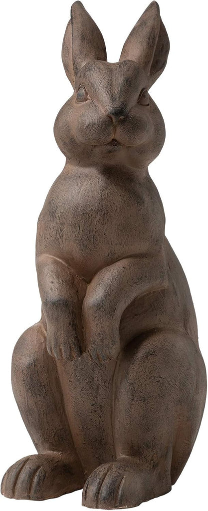 JK85246 Standing Rabbit Outdoor Statue, 22.75 Inch, Distressed Brown