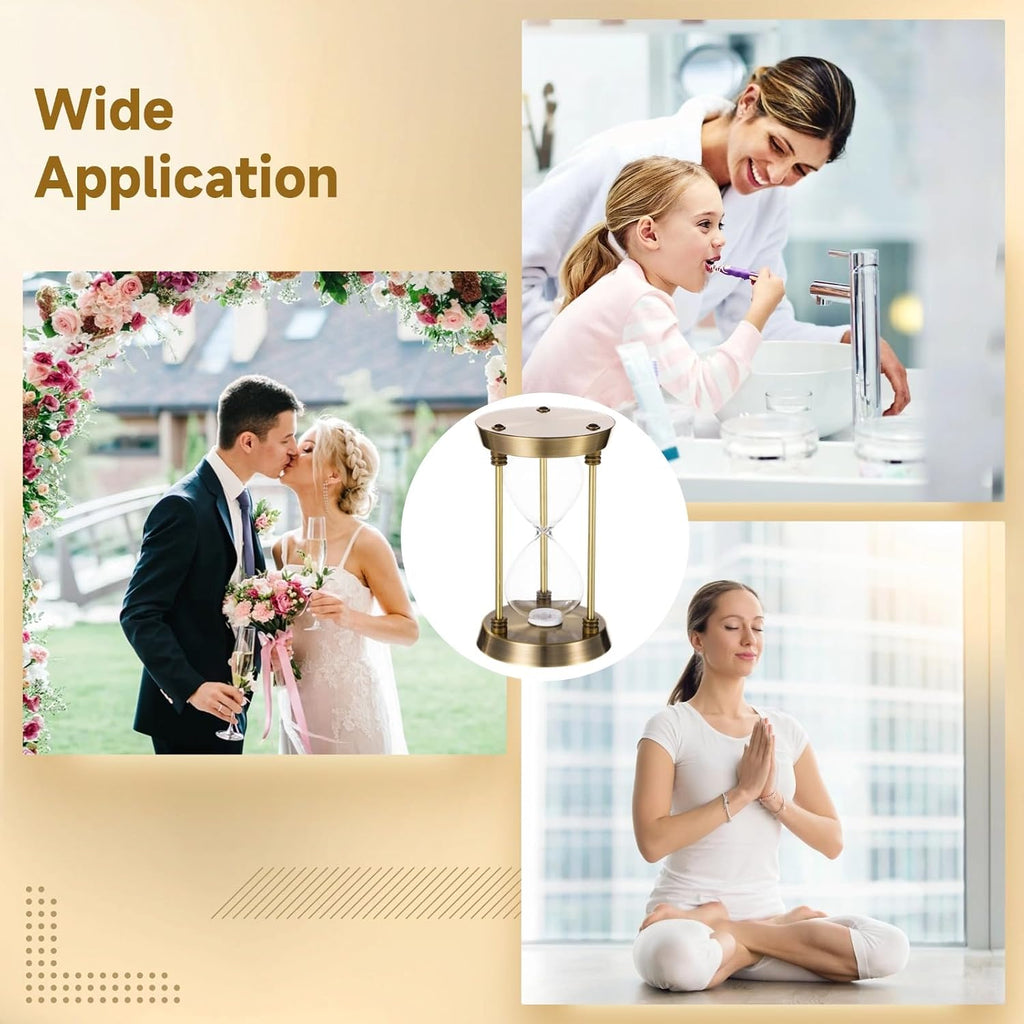 Empty Hourglass, Vintage Bronze Fillable Sand Timer with Hourglass Paper, Decorative Hourglass Timer with Alloy Frame