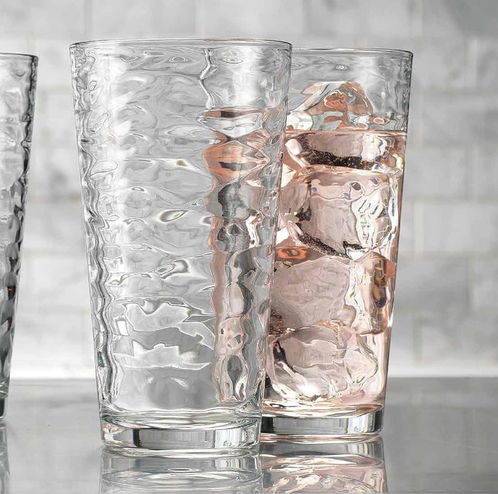 Drinking Glasses Set of 4 Highball Glass Cups, 17 Oz. Basic Cooler Glassware, ideal for Water, Juice, Cocktails, Iced