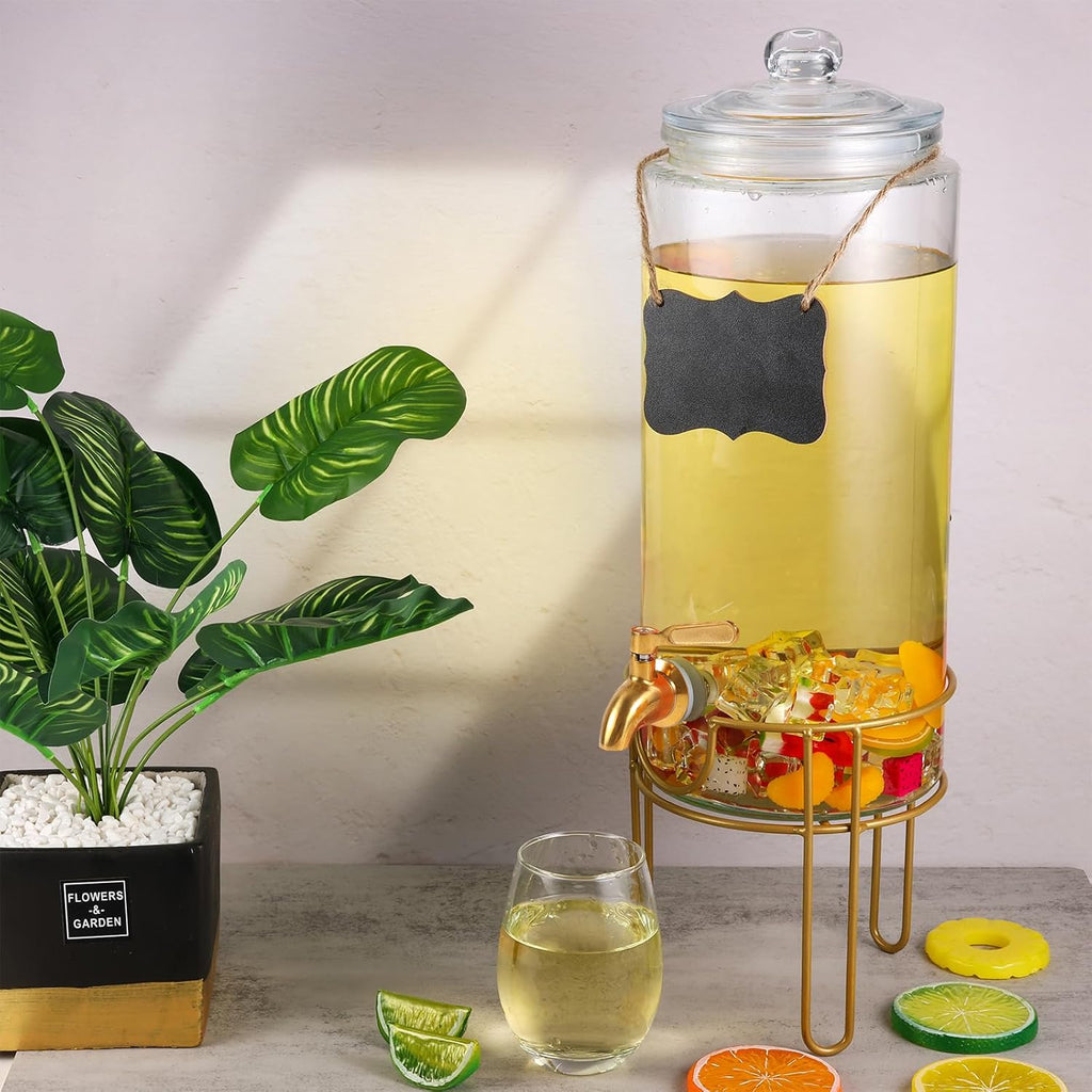 1.5 Gallon Drink dispenser, With Stand, Drink Dispensers for Parties With Stainless Steel Spigot + Marker &