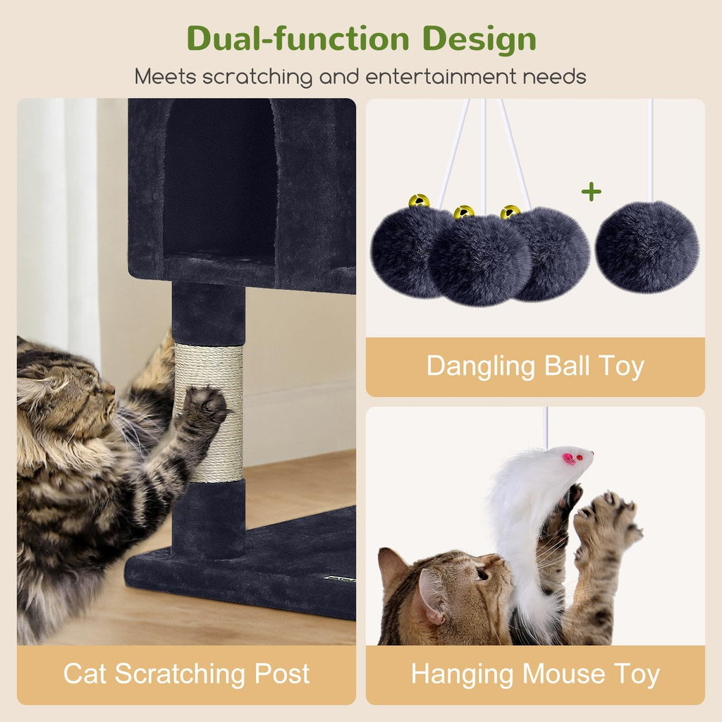 Cat Tree Tower for Multiple Adult Cats, 82in, Dark Grey