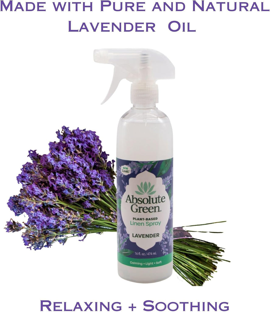 Lavender Linen and Fabric Spray, Freshen Fabrics, Laundry and Pillows, Pet Safe, Natural Lavender Scent, 16 oz - Set of 16