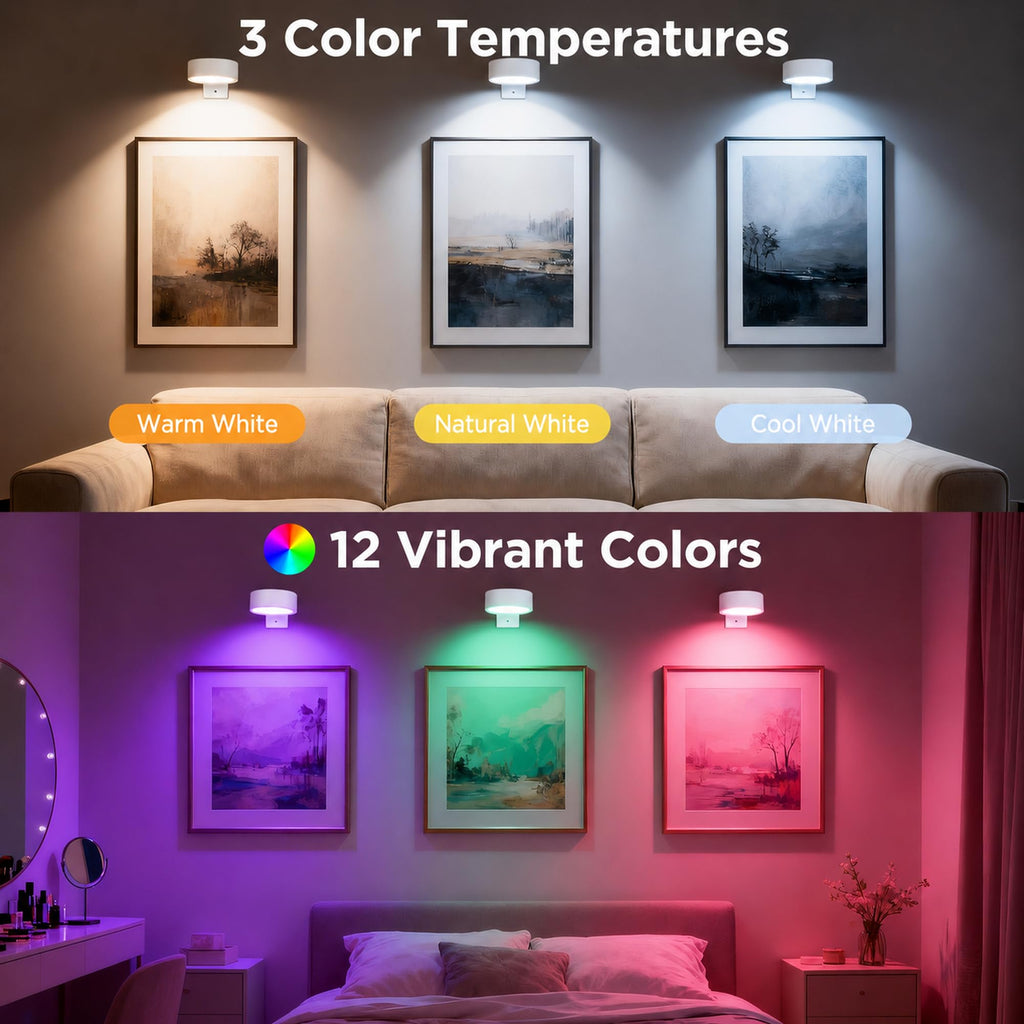 Picture Lights for Wall, Rechargeable Wireless Poster Lights, White