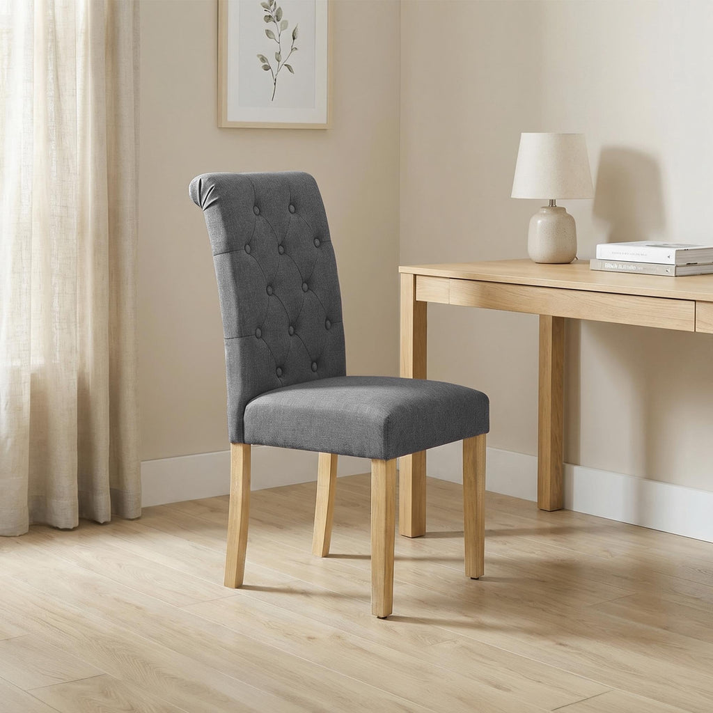Set of 2 Modern Upholstered Parson Chairs Dark Gray