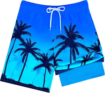 Boys Swim Trunks with Compression Liner Swim Shorts Quick Dry Boys Bathing Suit Swimsuit Swimwear Beach Shorts