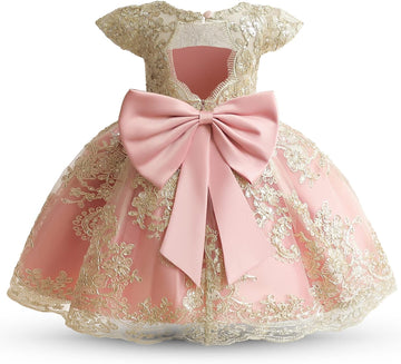Baby Girl Tutu Dress Princess Lace Embroidery Wedding Party Gown