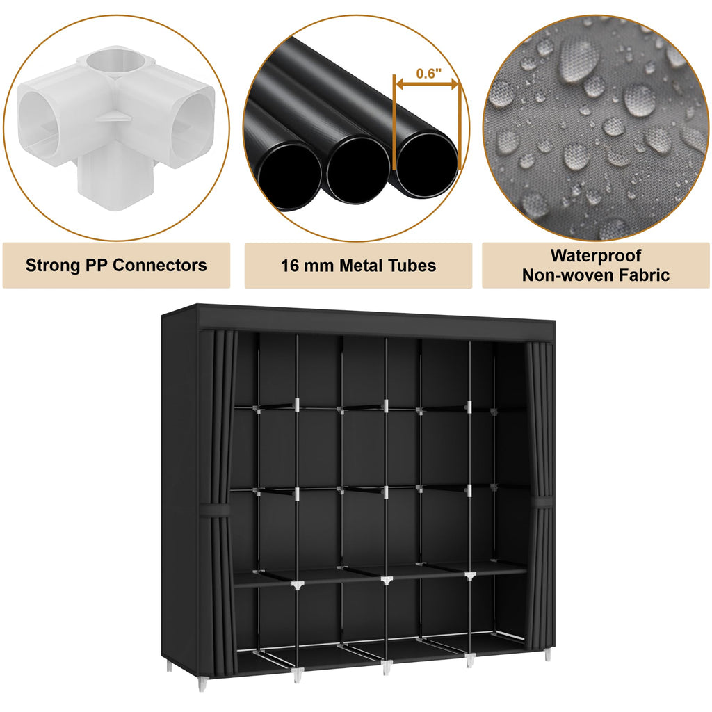 67" Portable Wardrobe Closet for Hanging Clothes Large Capacity