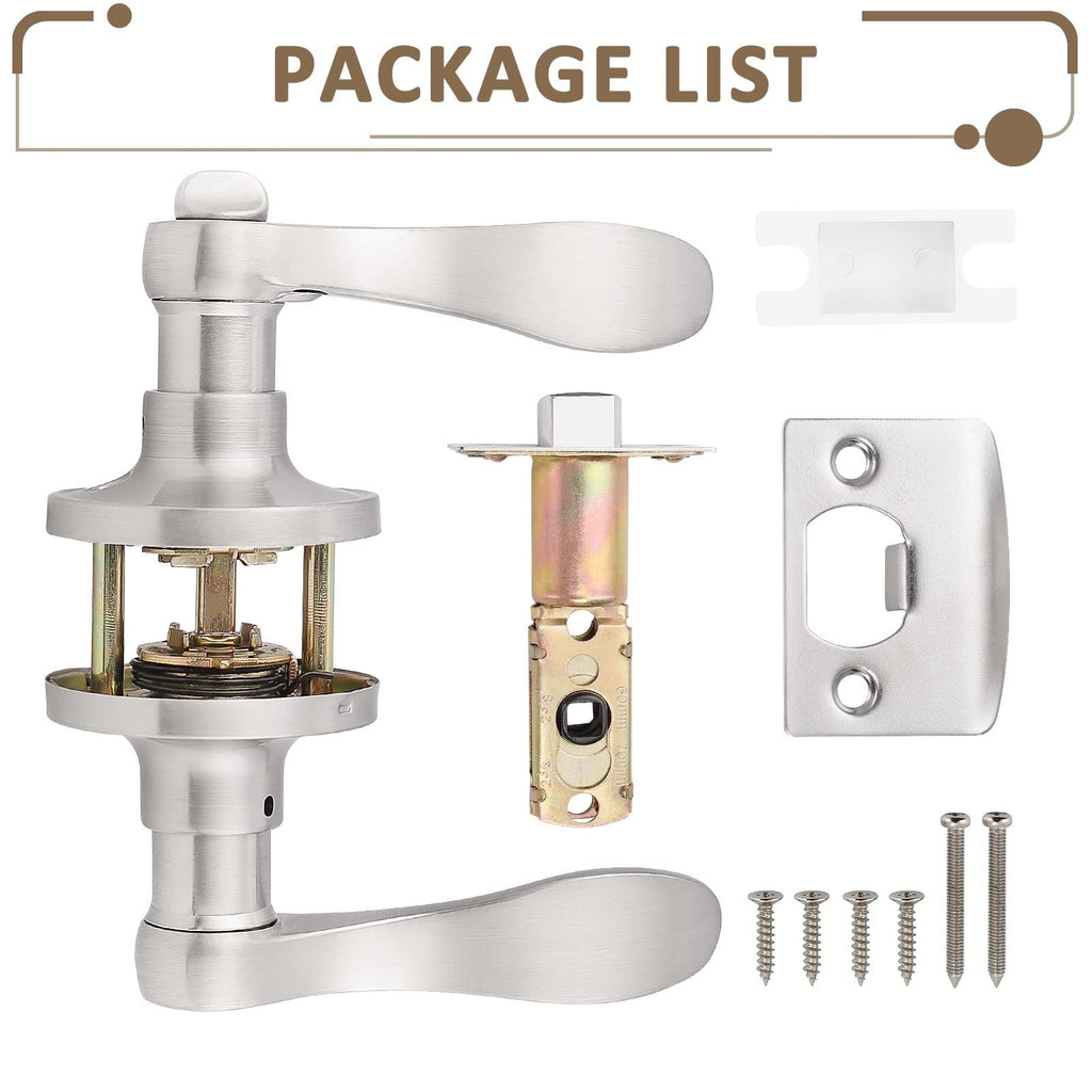 8 Pack Privacy Door Levers Keyless Door Lockset Handleset Right/Left Handed Reversible in Satin Nickel Door