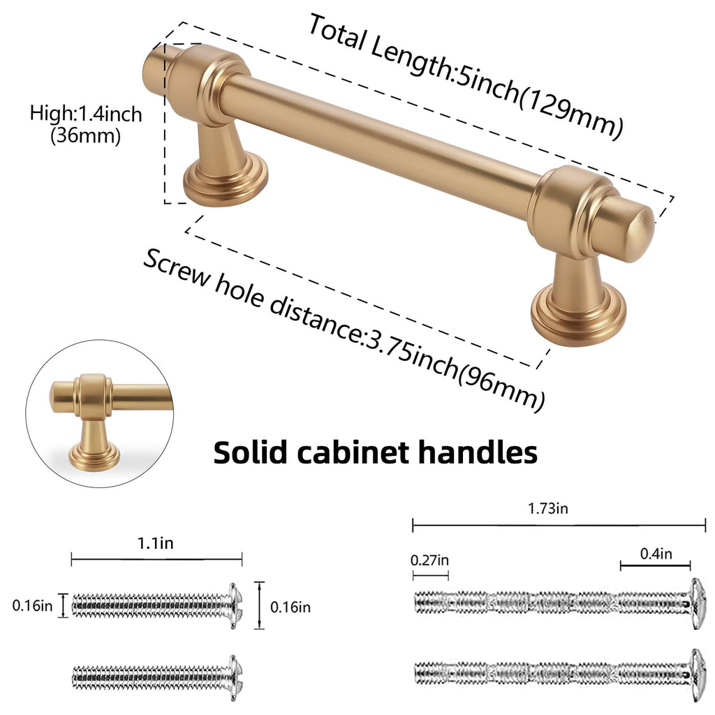 10 Pack 3-3/4 inch(96mm) Champagne Bronze Kitchen Cabinet Handles Cabinet Pulls Gold Drawer Pulls Kitchen Cabinet