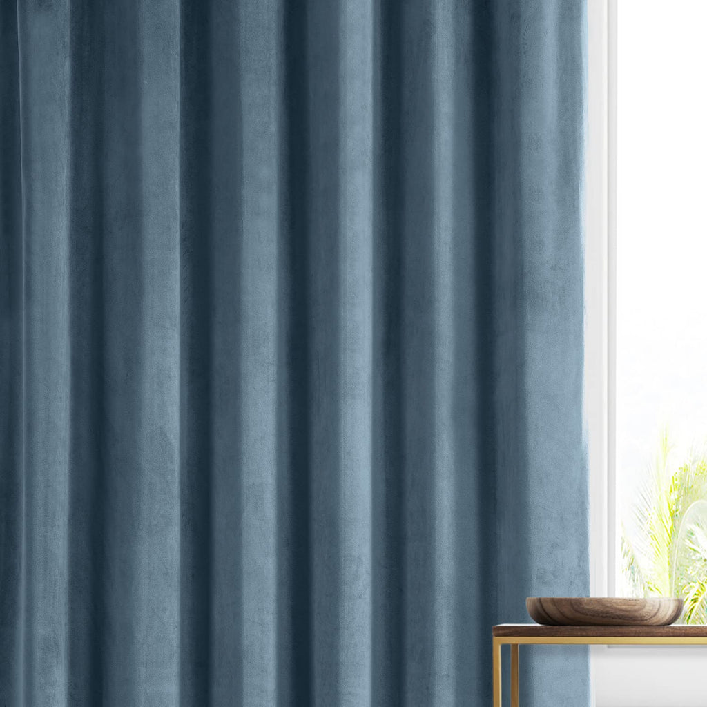 Plush Velvet Blackout Curtains (1 Panel) 50W X 96L, Oxford Blue