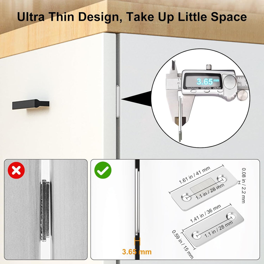 Drawer Magnets 12 Pack Ultra Thin Cabinet Door Magnet Stainless Steel Magnetic Cabinet Latches Hardware Cabinet Magnets