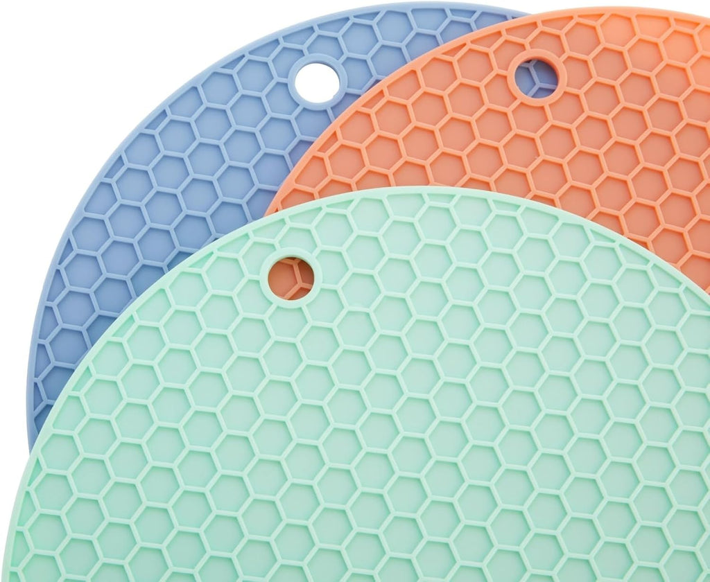 Round Silicone Trivets - 600°F Heat Resistant & Oven Safe Silicone Trivet Mat - Dishwasher Safe Countertop Mat - Set - Set of 6