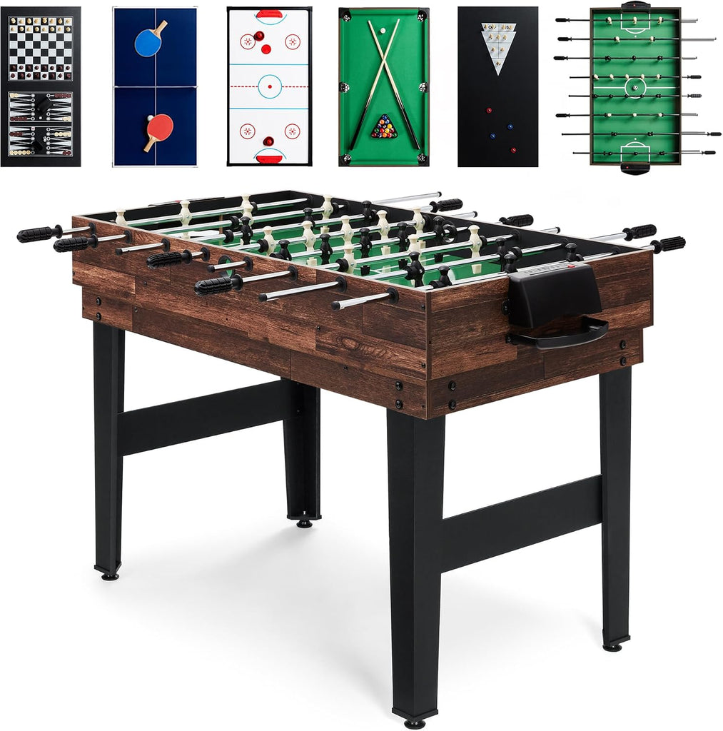 2x4ft Combo Game Table Set for Home, Game Room, Friends & Family w/Hockey, Foosball, Pool, Shuffleboard, Ping Pong