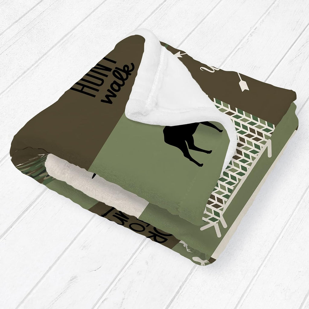 Ships Next Day - Camo Woodland Personalized Baby Blanket for Boys - Printed in America - Custom Blankets for Boys