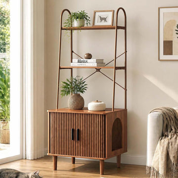 Hidden Litter Box Cabinet, Cat Litter Box Enclosure, Arched Cat Furniture