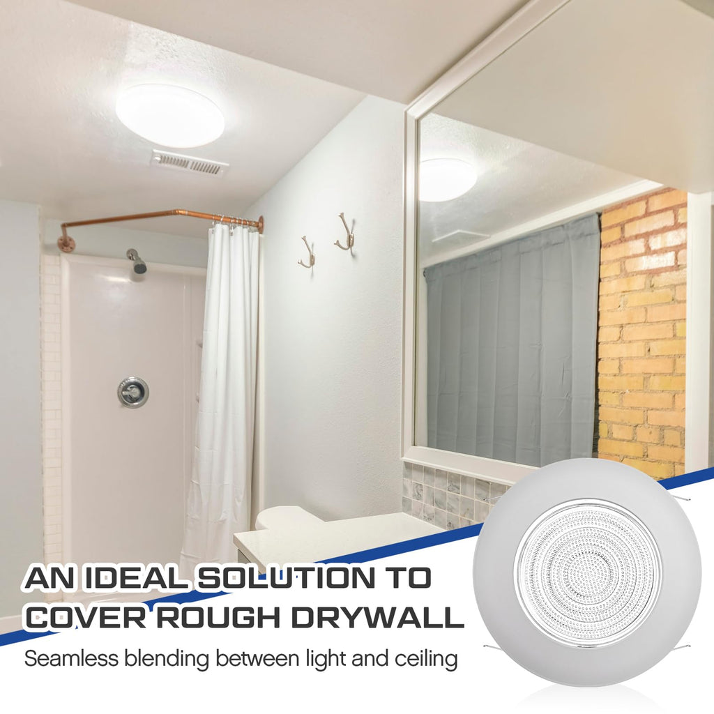 4 Pcs 6'' Shower Trim for Recessed Light Cover, White