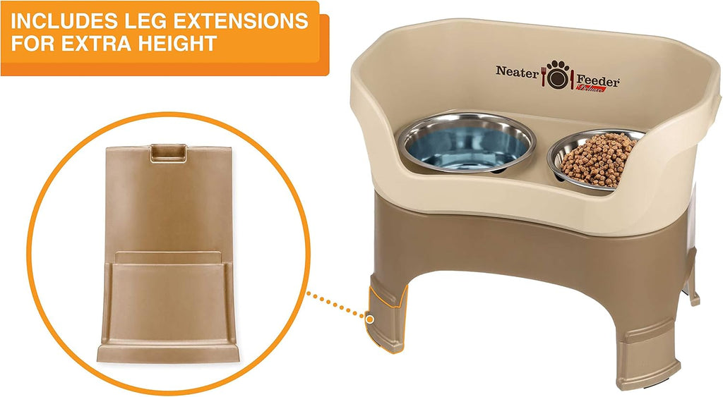 Feeder Deluxe Mess-Proof Elevated Dog Bowls for Large Dogs (40+ lbs), 2 Height Adjustable (14.5" & 17.5") No-Spill