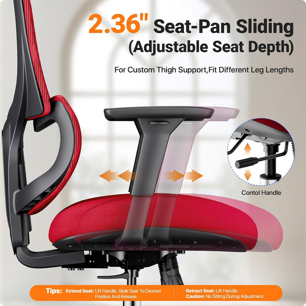Ergonomic Office Chair Big & Tall Gaming Chair - High-Adjustable Lumbar Support, 4D Armrests, 2D Headrest, 90°~135°
