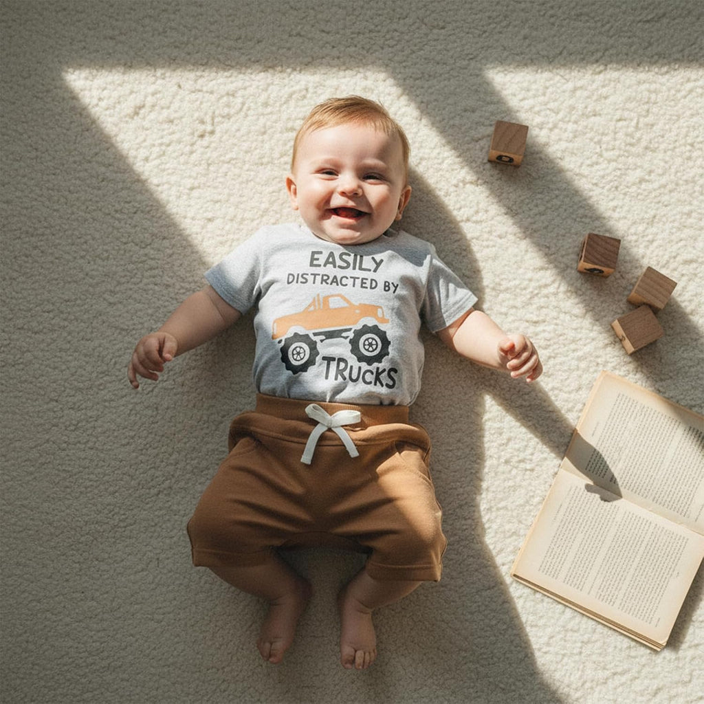 Toddler Baby Boy Clothes Summer Trucks Tractors T-Shirt Shorts Set