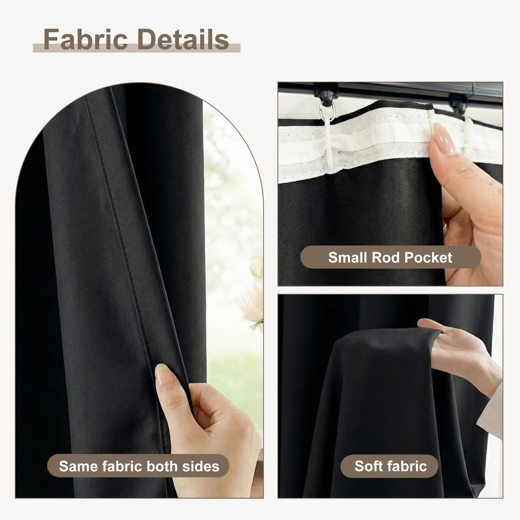 Blackout Curtains Room Darkening Curtains Ceiling Door Curtain(Black Drape 1 Panel, W52 x L84