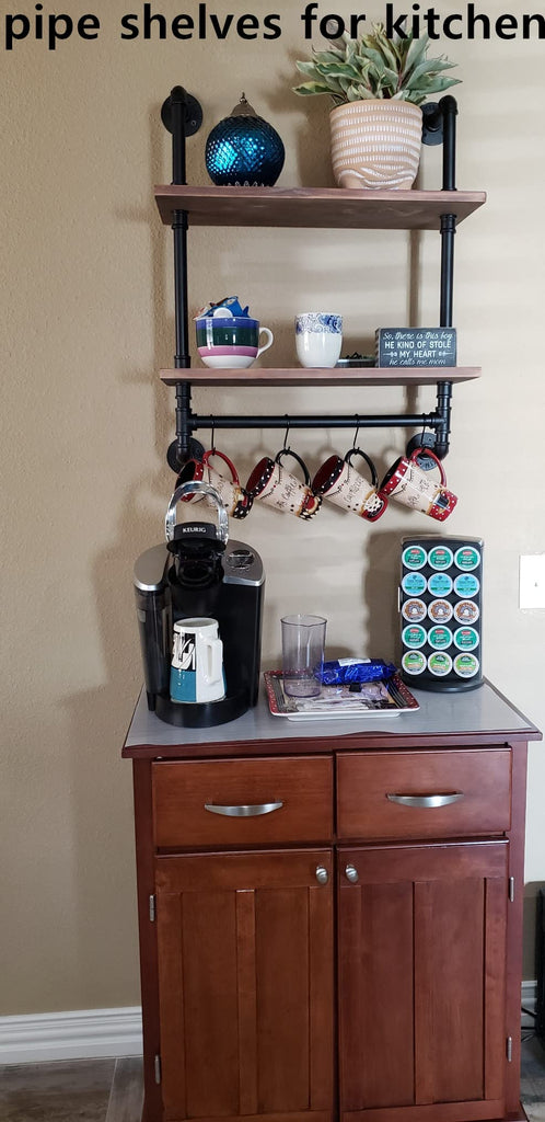 Solid Wood Industrial Pipe Floating Shelves Bathroom Pipe Shelving