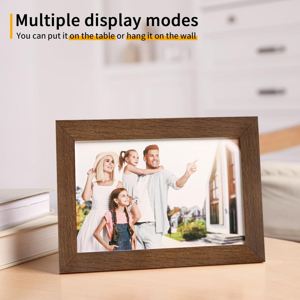 5x7 Solid Oak Wood Picture Frames, Walnut, 3 Pack
