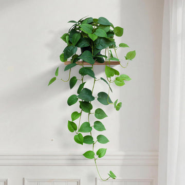 Fake Pothos Hanging Plants, 33" Potted Artificial Hanging Plant, Faux Pothos Silk Vines Hanging Plant Greenery Living