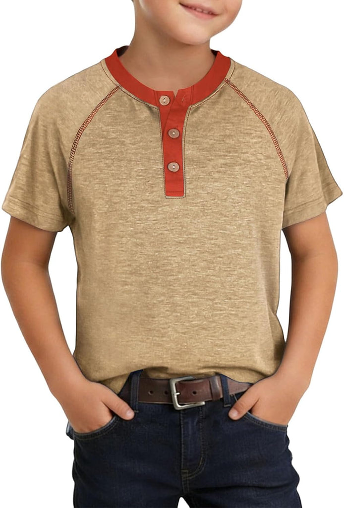 Boy's Henley Shirts Kids Short Sleeve Stylish T-Shirt