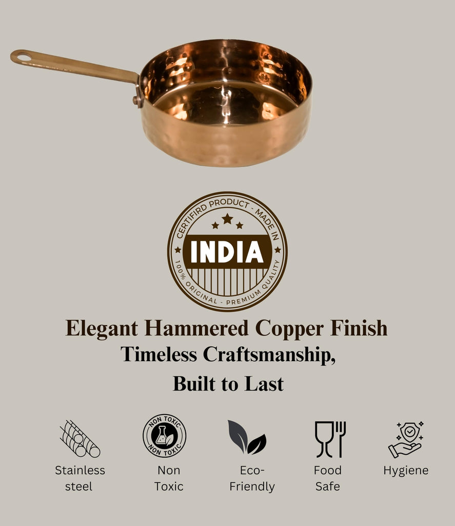 Stainless Steel Saucepan For Serving - Set of 2-100ml Each, Copper Finish