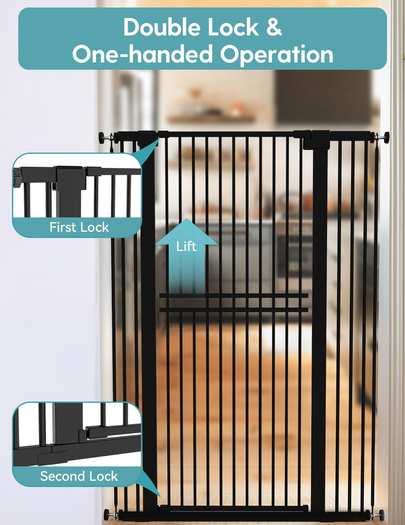 55" Extra Tall Pet Gate, 29"-40" Wide Tall Dog Gate, Black