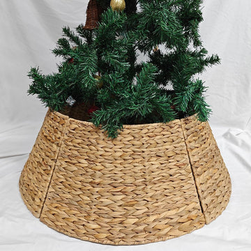 27" Christmas Tree Collar - 27'' D Handmade Artificial Rattan Wicker Christmas Stand Tree Collar Basket Base Cover