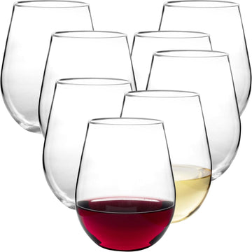 Unbreakable Tritan Wine Glasses, 20 oz (Set of 8) - Shatterproof, Crystal-Clear, BPA-Free Plastic Tumblers - Indoor &