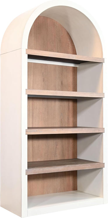 Arched Solid Wood Bookcase, 84” Tall - Painted Mahogany with Shelves, Fully Assembled