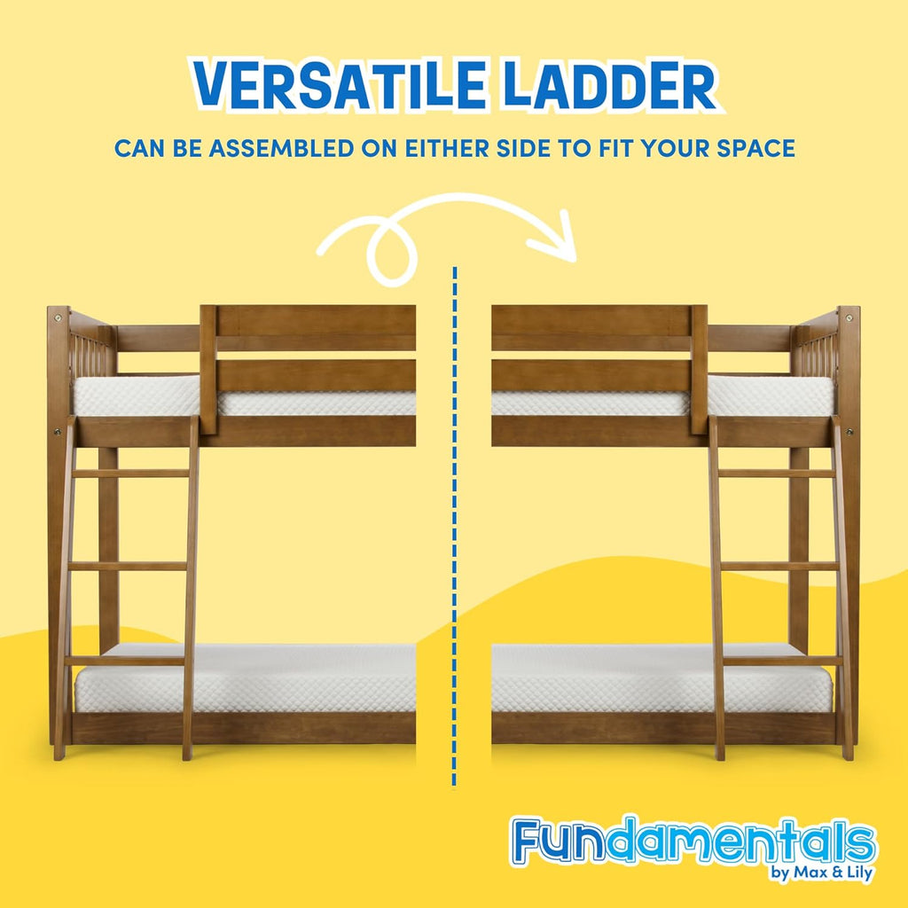 Fundamental Twin Low Bunk Bed, Kids Solid Wood Modern Bed Frame with Strong Wooden Slats, Non-Toxic Finishes