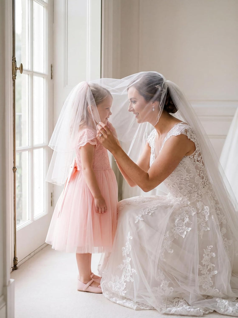 Flower Girl Dress Big Bow Kids Lace Tulle Princess Wedding Gown